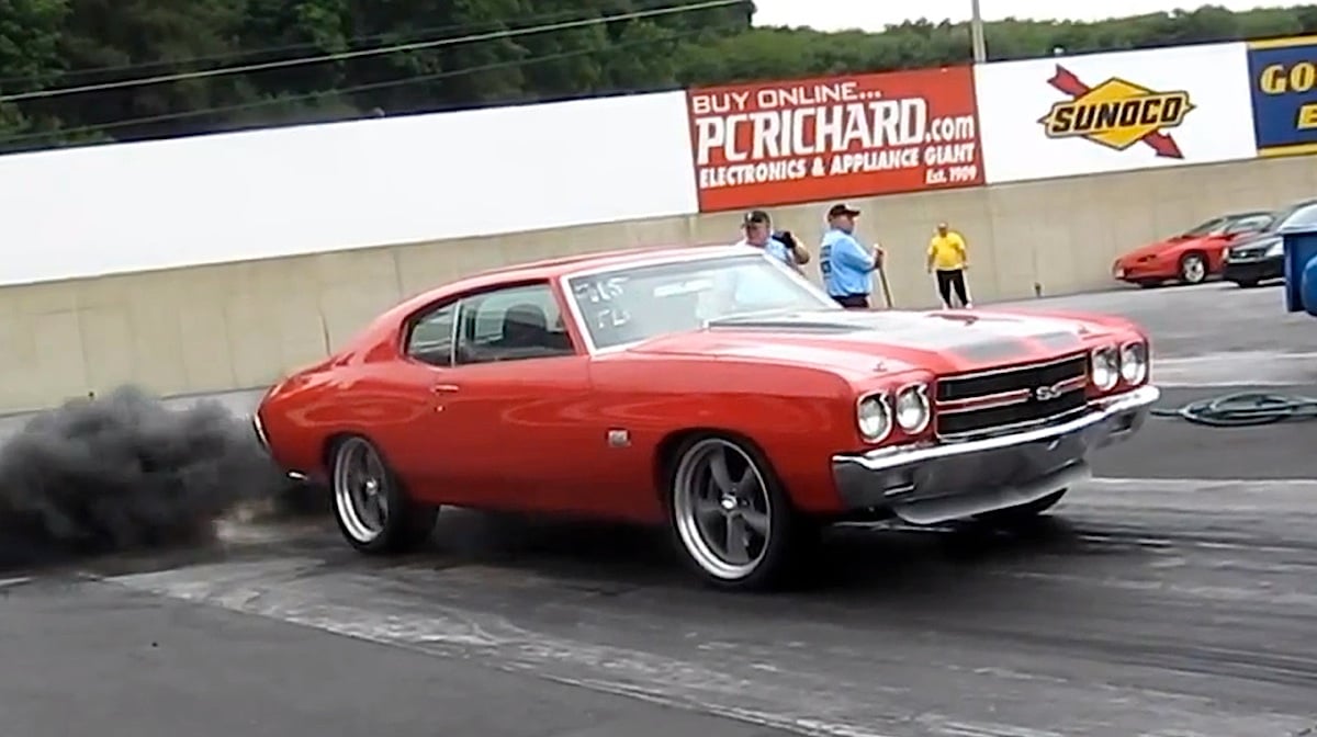 Video: Diesel-Powered Chevelle Rolls Coal During Drag Race