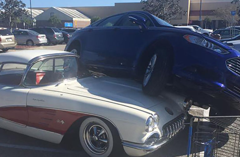 Corvette Damaged In A Florida Parking Lot